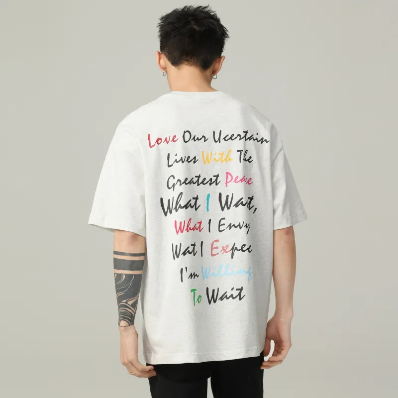 Duamin Drop Shoulder Sleeve T Shirt Unisex Light Gray-3