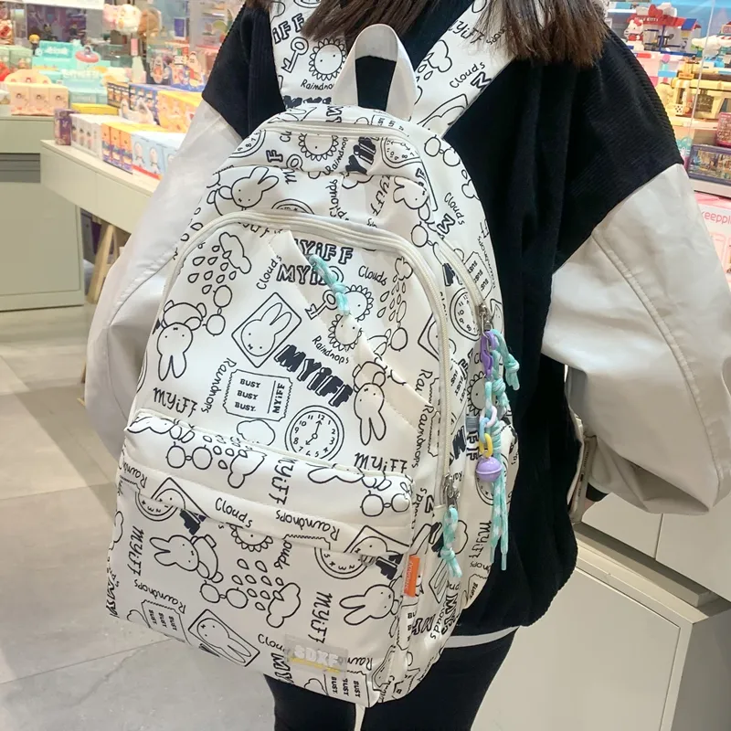 Alcohol Dragon Nylon Backpack Regular Women's Multicolor-10