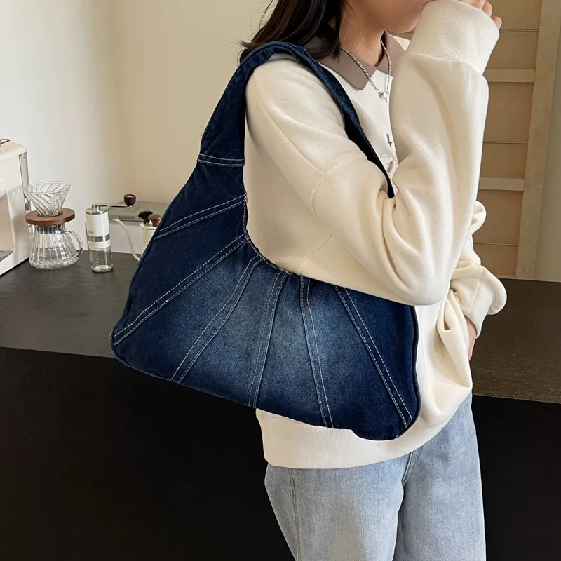 Alcohol Dragon Denim Shoulder Bag Women's Black/Light Blue/Dark Blue/Denim Blue-20
