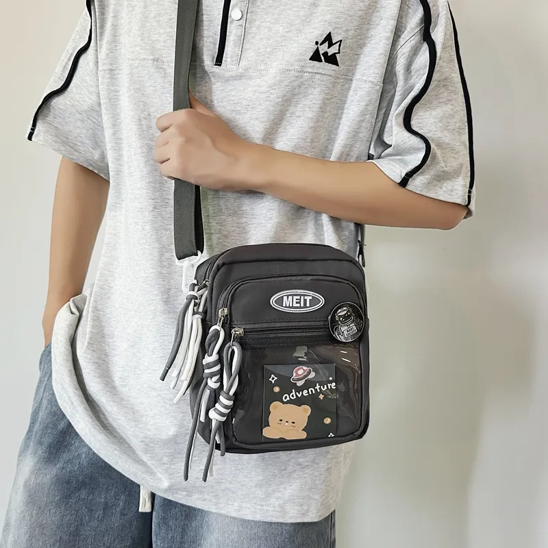 Alcohol Dragon Nylon Fabric Shoulder Bag Crossbody Bag Regular Unisex Black/White/Gray/Yellow/Blue/Purple-1