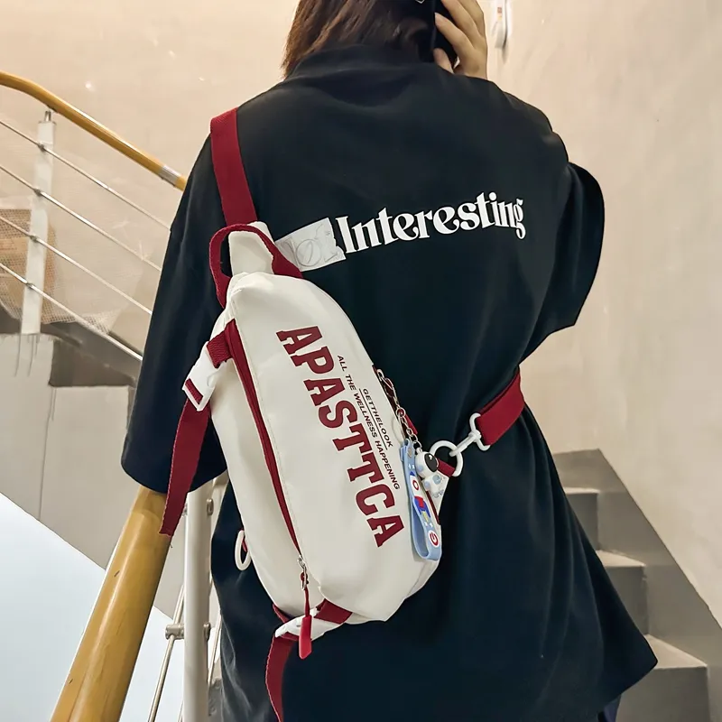 Alcohol Dragon Nylon Sling Bag Regular Unisex White Green/White Red/White Gray/Black-20