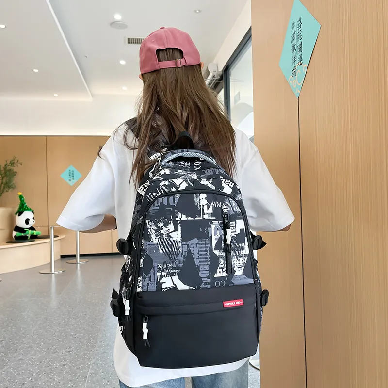 Alcohol Dragon Nylon Backpack Regular Unisex White/Black-21