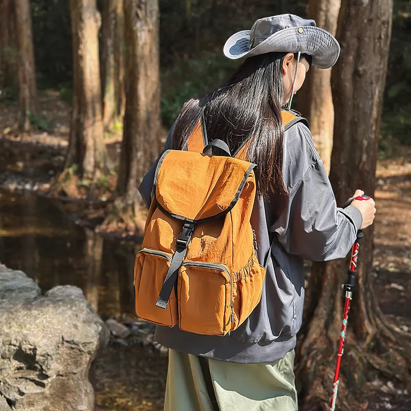 Alcohol Dragon Nylon Backpack Unisex Black/Orange/Khaki-11