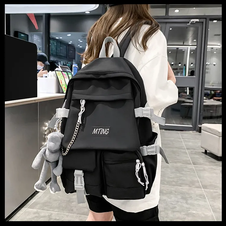 Alcohol Dragon Nylon Backpack Unisex Black/Red & White/Blue & White-3