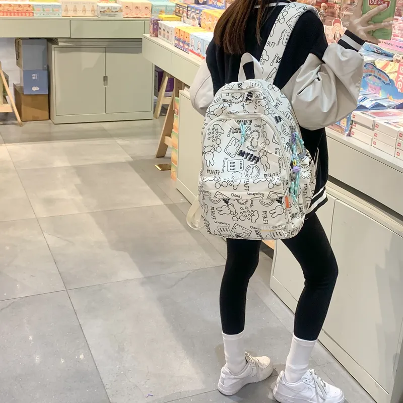 Alcohol Dragon Nylon Backpack Regular Women's Multicolor-11
