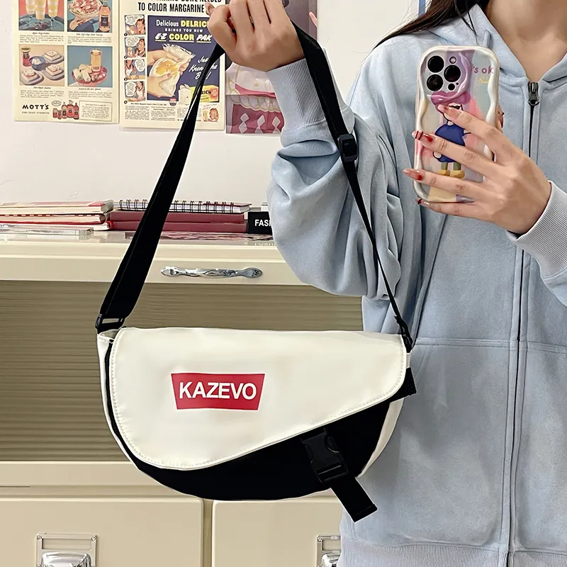 Alcohol Dragon Nylon Shoulder Bag, Crossbody Bag Regular Unisex Gray & Orange/Black & Red/Khaki & White/White & Black-18