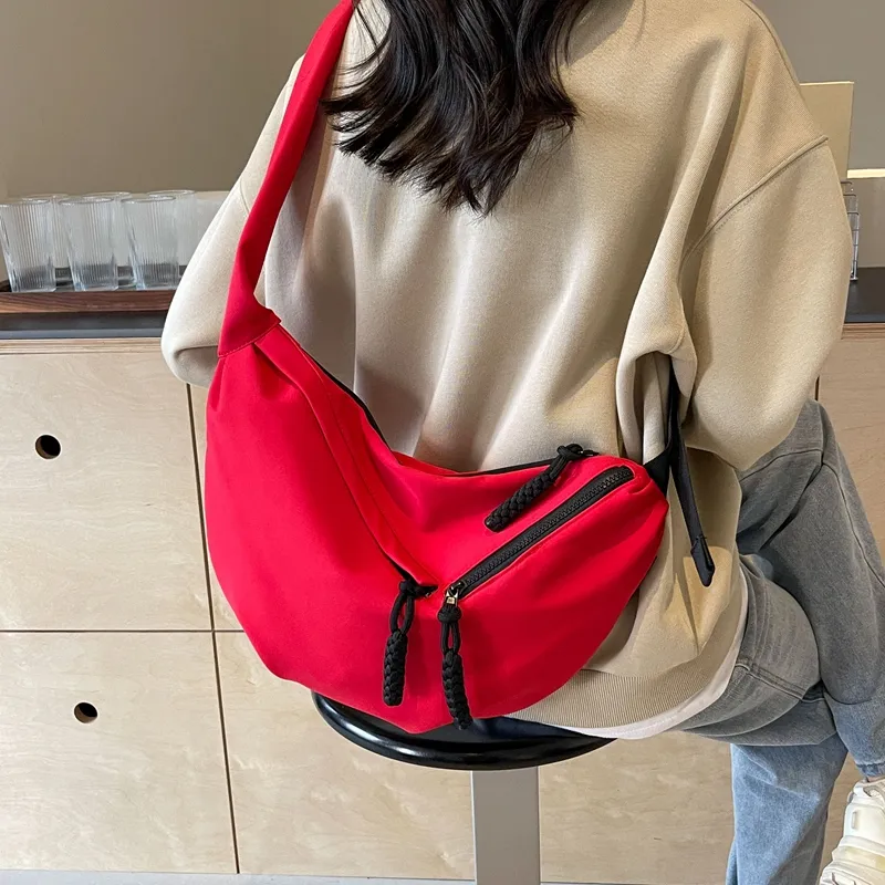 Alcohol Dragon Nylon Fabric Crossbody Bag Regular Unisex Black/White/Khaki/Red-6