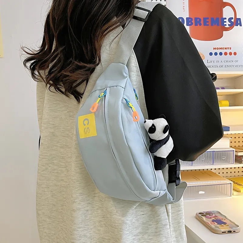 Alcohol Dragon Nylon Fabric Sling Bag Regular Unisex White/Blue/Black/Green/Black White Plaid-27