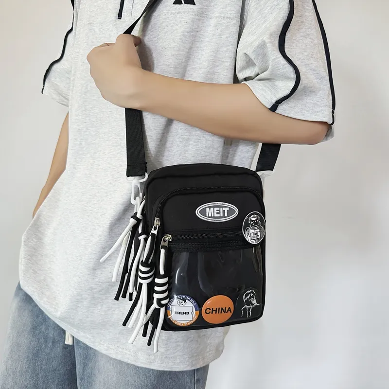 Alcohol Dragon Nylon Fabric Shoulder Bag Crossbody Bag Regular Unisex Black/White/Gray/Yellow/Blue/Purple-8