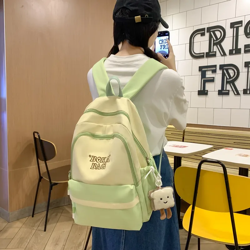 Alcohol Dragon Nylon Backpack Regular Unisex Black/Yellow Green/Blue Pink/Coffee/Red-5