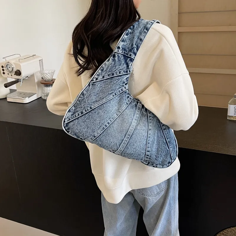 Alcohol Dragon Denim Shoulder Bag Women's Black/Light Blue/Dark Blue/Denim Blue-29