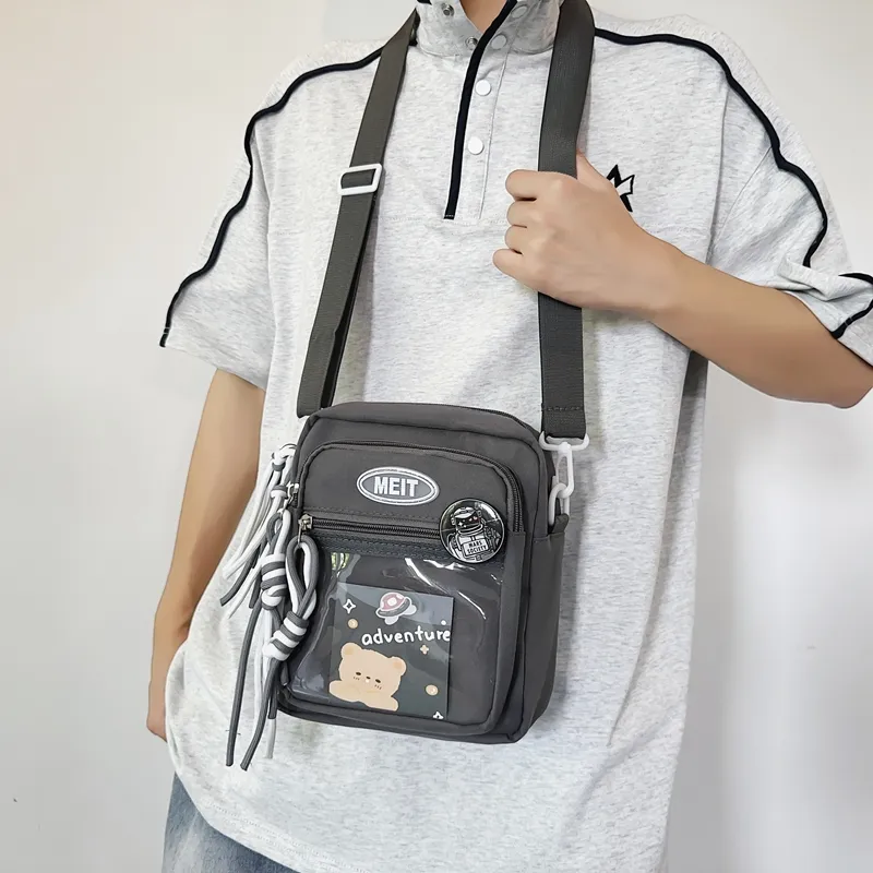 Alcohol Dragon Nylon Fabric Shoulder Bag Crossbody Bag Regular Unisex Black/White/Gray/Yellow/Blue/Purple-3