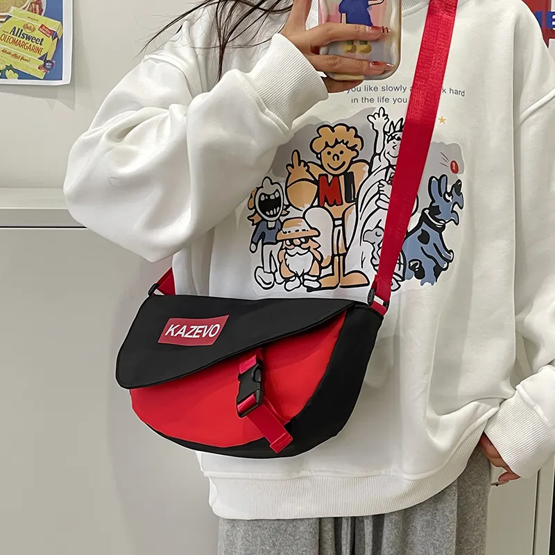 Alcohol Dragon Nylon Shoulder Bag, Crossbody Bag Regular Unisex Gray & Orange/Black & Red/Khaki & White/White & Black-27