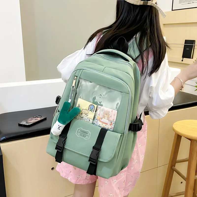 Alcohol Dragon Nylon Backpack Regular Unisex Green/Black/Pink/Purple-7