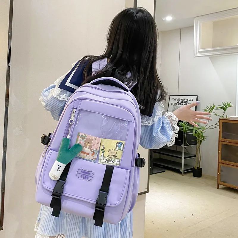 Alcohol Dragon Nylon Backpack Regular Unisex Green/Black/Pink/Purple-1