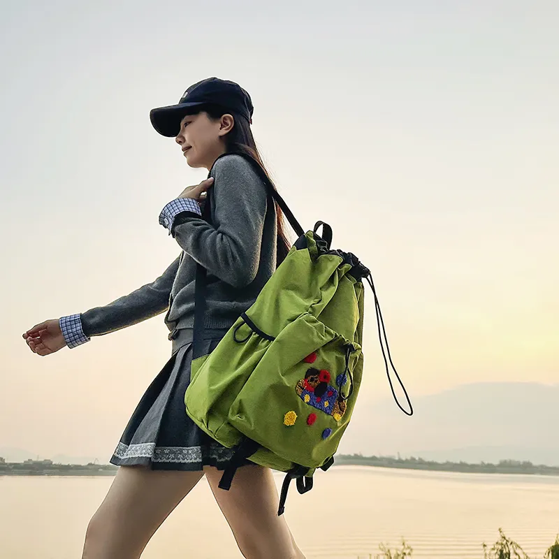 Alcohol Dragon Nylon Backpack Regular Women's Multicolor-18