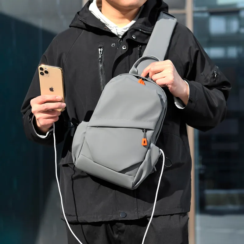 Alcohol Dragon Nylon Sling Bag Men's Black/Gray-5