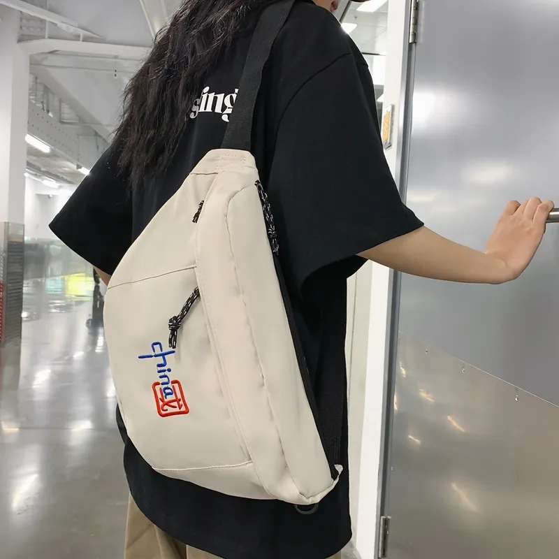 Alcohol Dragon Nylon Crossbody One Shoulder Sling Bags Regular Unisex Black/White/Blue-17