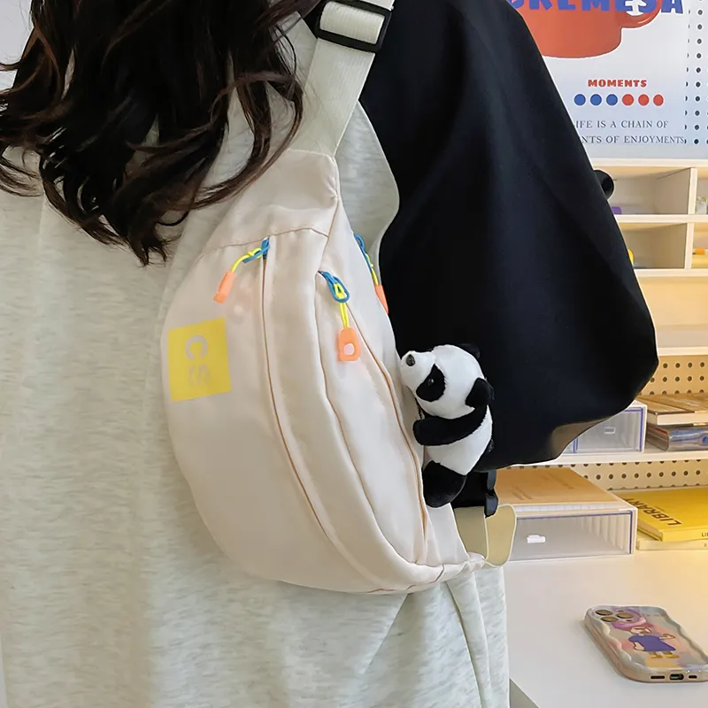 Alcohol Dragon Nylon Fabric Sling Bag Regular Unisex White/Blue/Black/Green/Black White Plaid-16