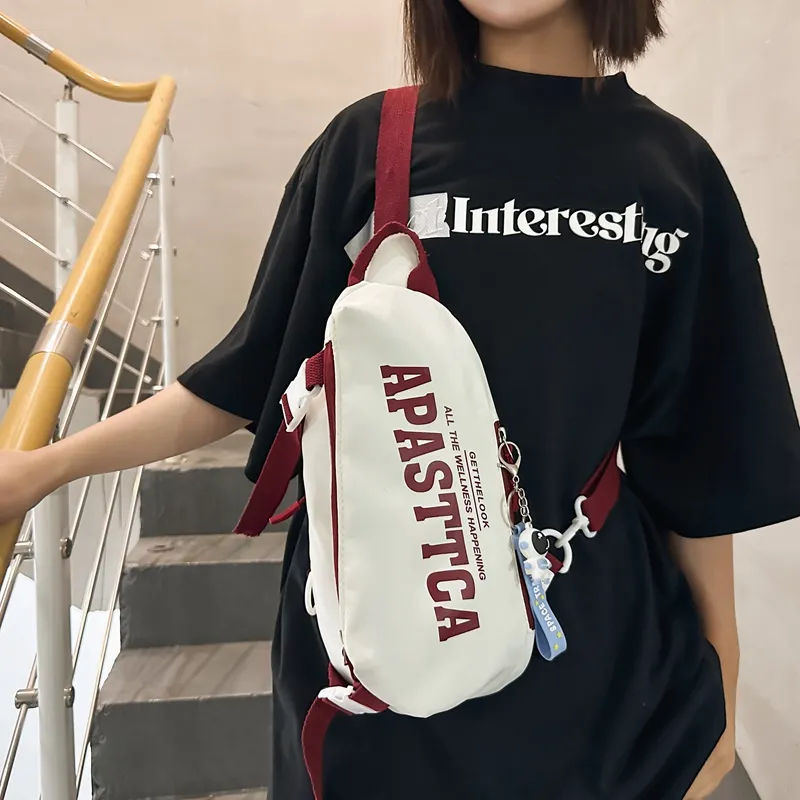 Alcohol Dragon Nylon Sling Bag Regular Unisex White Green/White Red/White Gray/Black-19