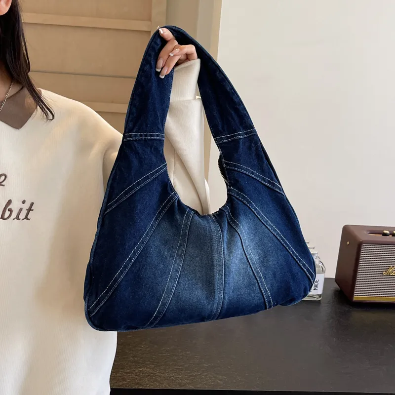 Alcohol Dragon Denim Shoulder Bag Women's Black/Light Blue/Dark Blue/Denim Blue-17