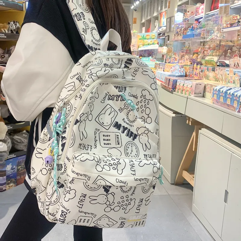 Alcohol Dragon Nylon Backpack Regular Women's Multicolor-8