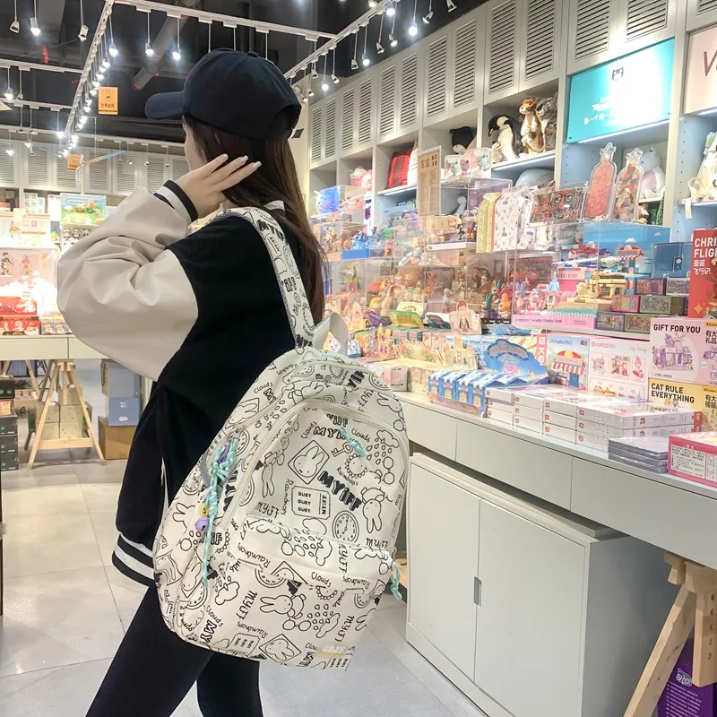 Alcohol Dragon Nylon Backpack Regular Women's Multicolor-9