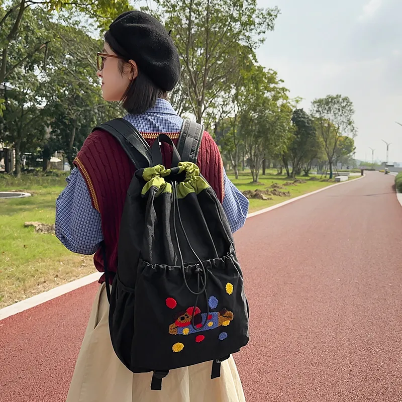 Alcohol Dragon Nylon Backpack Regular Women's Multicolor-3