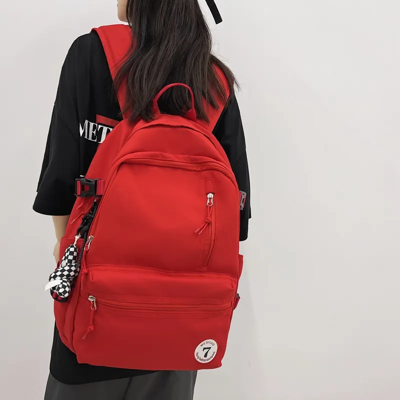 Alcohol Dragon Nylon Fabric Backpack Unisex Red/pink/black/white-3