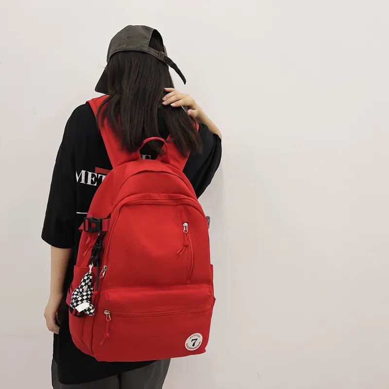 Alcohol Dragon Nylon Fabric Backpack Unisex Red/pink/black/white-4