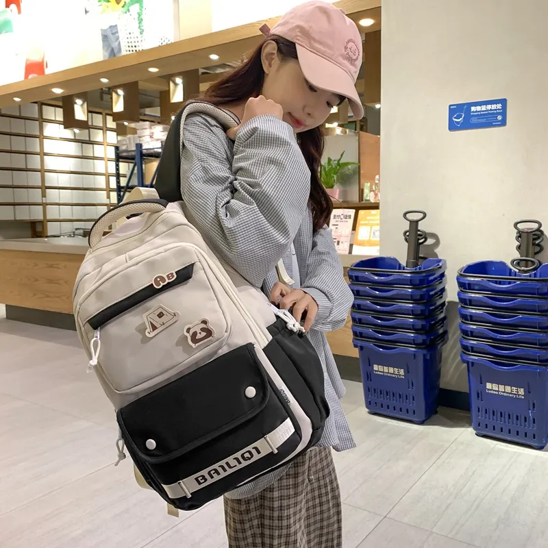 Alcohol Dragon Nylon Backpack Women's Multicolor-6