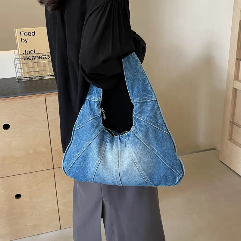 Alcohol Dragon Denim Shoulder Bag Women's Black/Light Blue/Dark Blue/Denim Blue-11