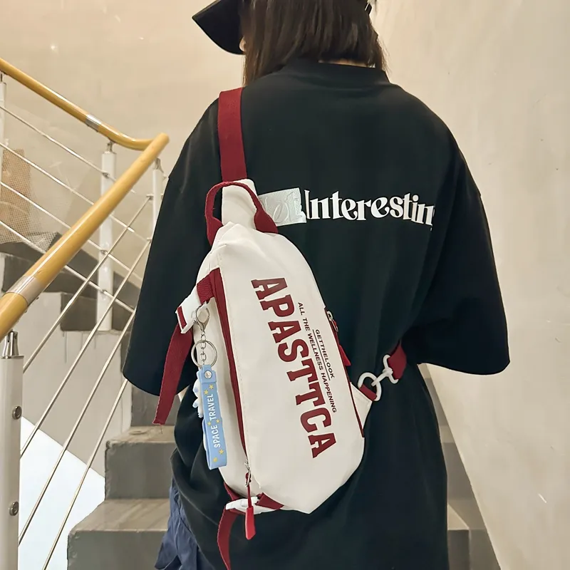 Alcohol Dragon Nylon Sling Bag Regular Unisex White Green/White Red/White Gray/Black-21