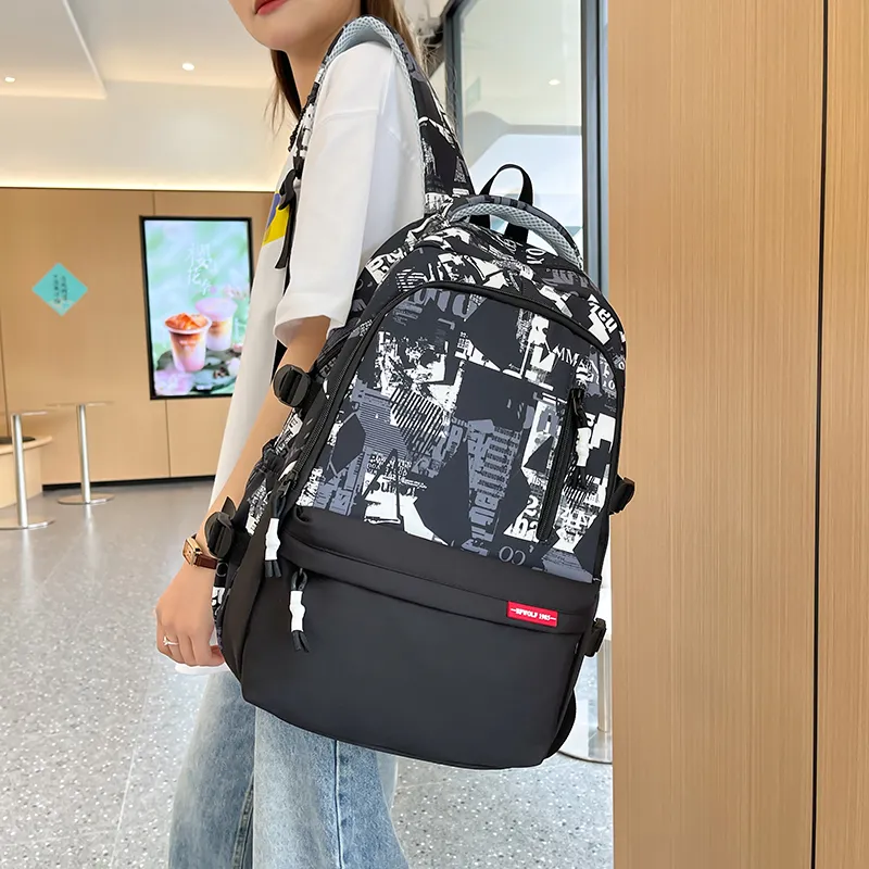 Alcohol Dragon Nylon Backpack Regular Unisex White/Black-20