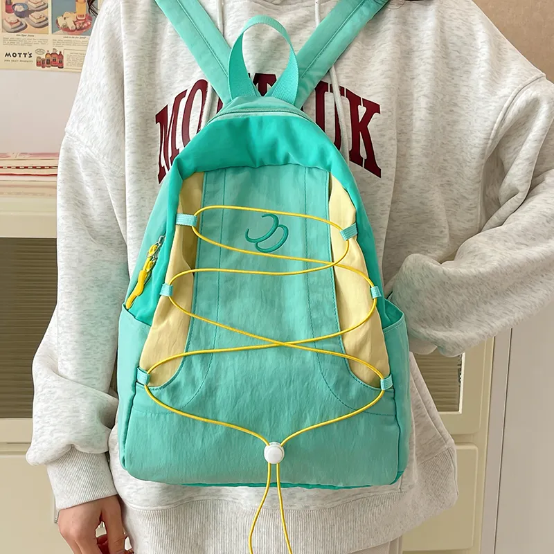 Alcohol Dragon Nylon Backpack Regular Unisex Green/Blue/Gray-2