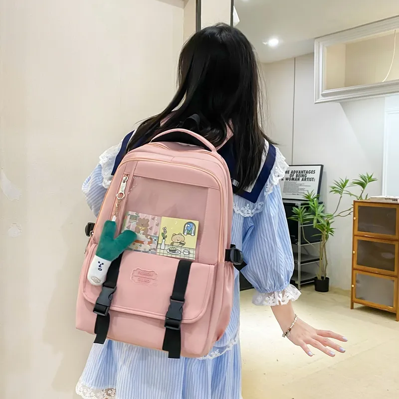 Alcohol Dragon Nylon Backpack Regular Unisex Green/Black/Pink/Purple-16