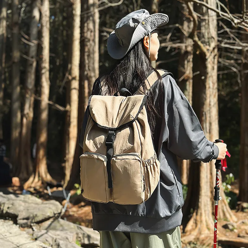 Alcohol Dragon Nylon Backpack Unisex Black/Orange/Khaki-19