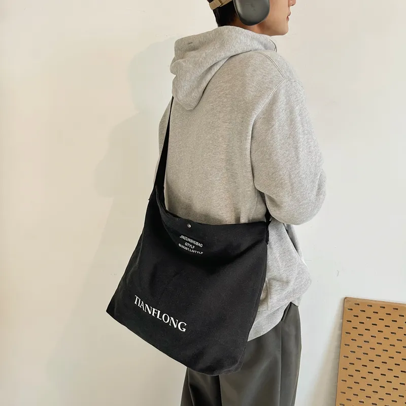 Alcohol Dragon Canvas Canvas Bag One Shoulder Handbag Unisex Black/Green Khaki Gray Red Brown-11