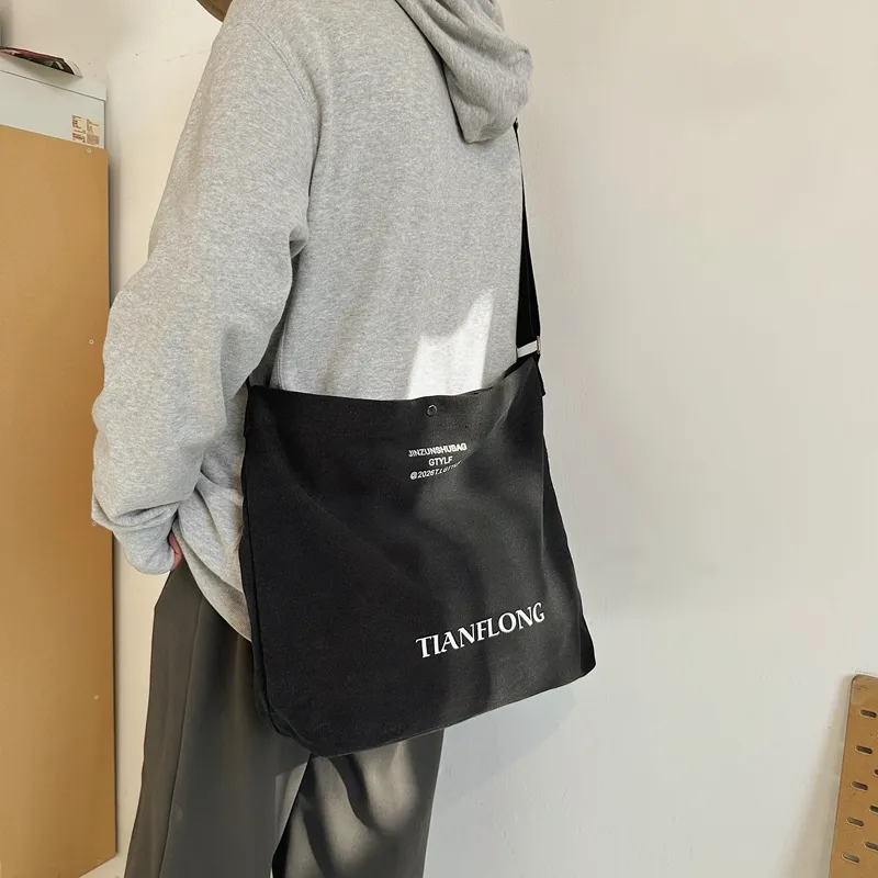 Alcohol Dragon Canvas Canvas Bag One Shoulder Handbag Unisex Black/Green Khaki Gray Red Brown-9