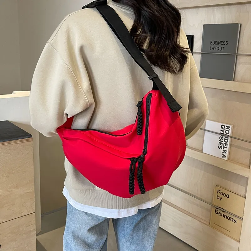 Alcohol Dragon Nylon Fabric Crossbody Bag Regular Unisex Black/White/Khaki/Red-3