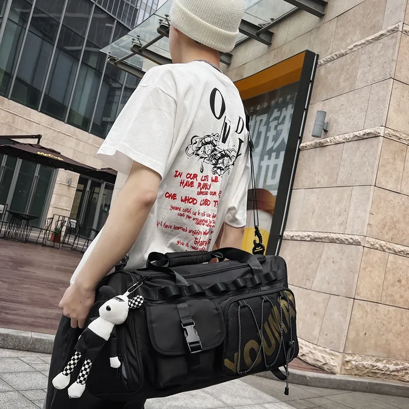 Alcohol Dragon Nylon Travel Bag Unisex Black Ecru/Army Green/Turquoise/Red/Yellow/Pink-16