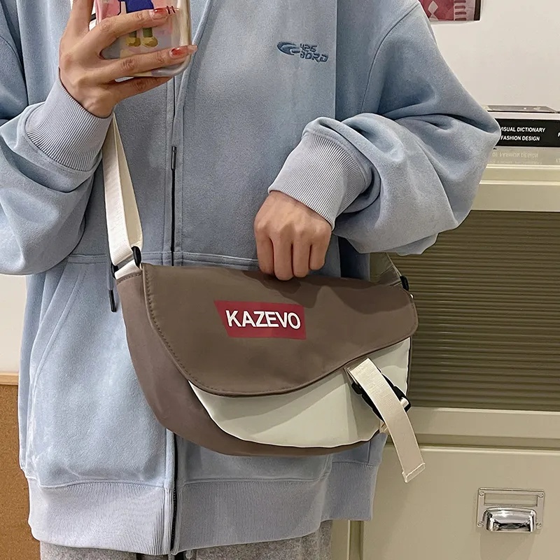 Alcohol Dragon Nylon Shoulder Bag, Crossbody Bag Regular Unisex Gray & Orange/Black & Red/Khaki & White/White & Black-11