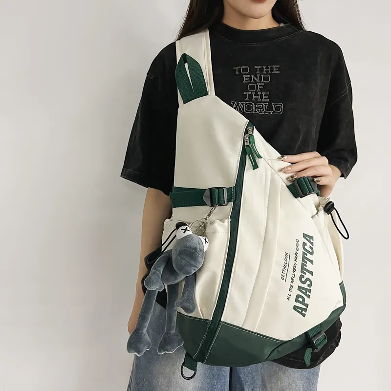 GOBLIN SHARKS 1759 Nylon Crossbody Bag Regular Unisex Black/Red/Green/Gray-1