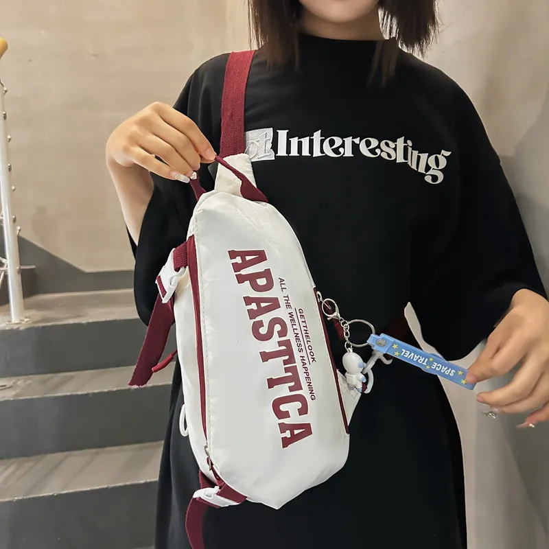 Alcohol Dragon Nylon Sling Bag Regular Unisex White Green/White Red/White Gray/Black-18