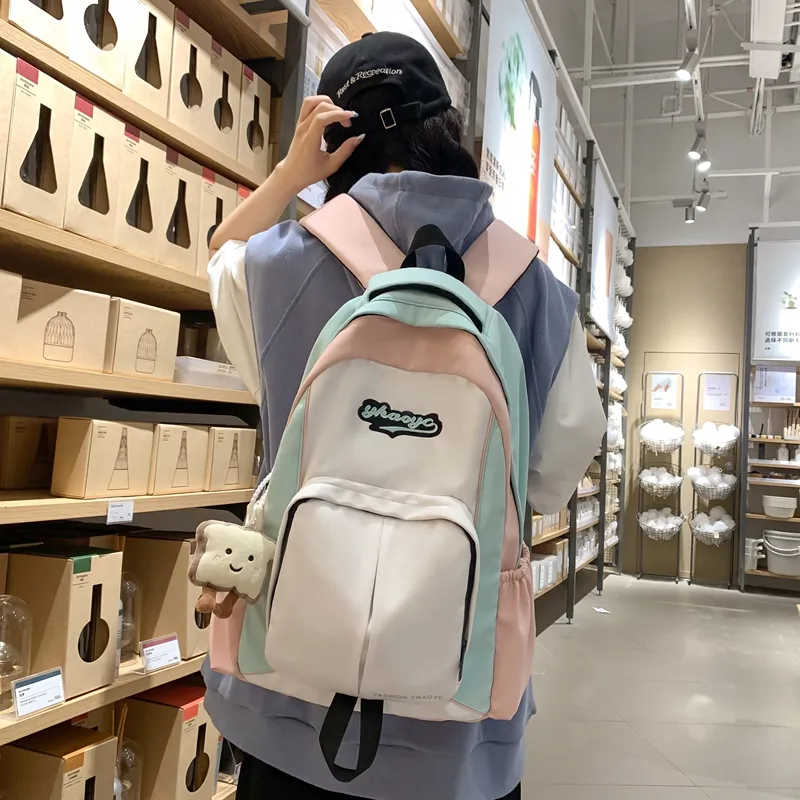 Alcohol Dragon Nylon Backpack Unisex Black/Brown & Light Blue/Pink/Gray-6