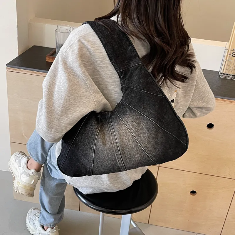 Alcohol Dragon Denim Shoulder Bag Women's Black/Light Blue/Dark Blue/Denim Blue-1