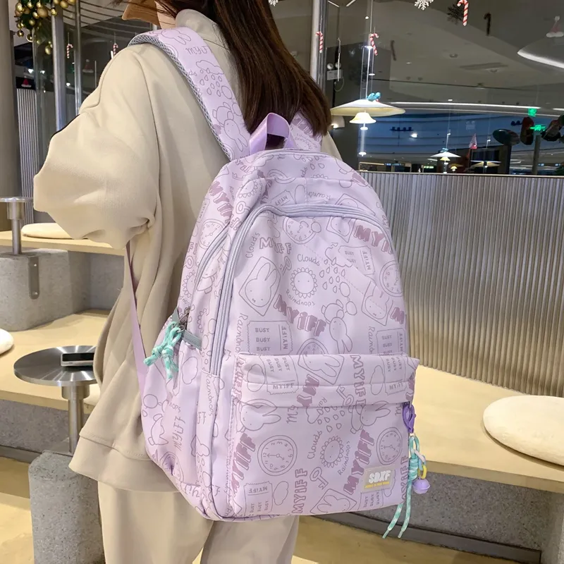 Alcohol Dragon Nylon Backpack Regular Women's Multicolor-1