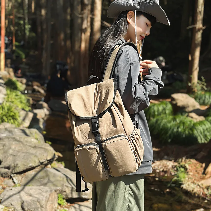 Alcohol Dragon Nylon Backpack Unisex Black/Orange/Khaki-16