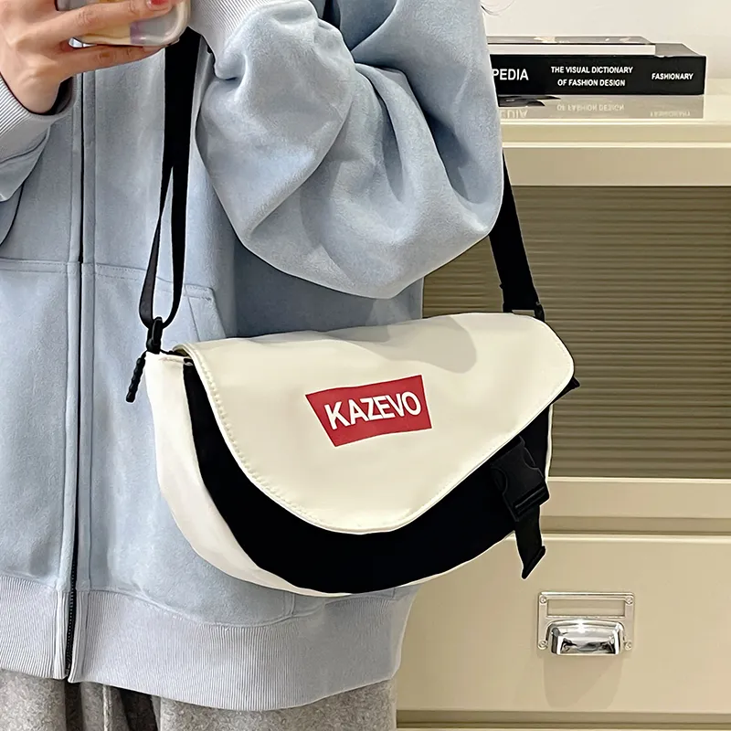 Alcohol Dragon Nylon Shoulder Bag, Crossbody Bag Regular Unisex Gray & Orange/Black & Red/Khaki & White/White & Black-19