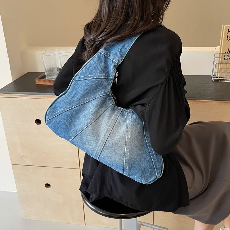 Alcohol Dragon Denim Shoulder Bag Women's Black/Light Blue/Dark Blue/Denim Blue-9